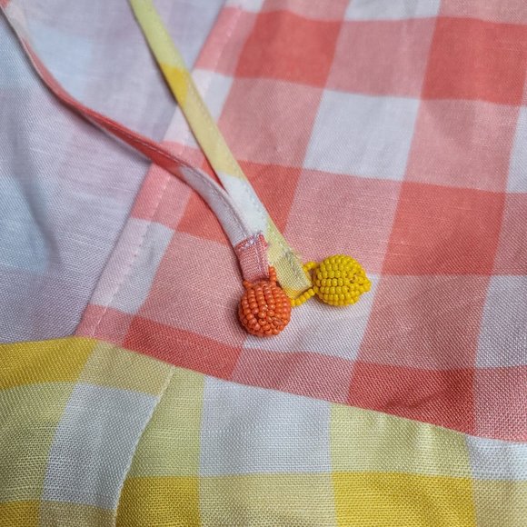 Anthropologie Farm Rio Gingham Contrast Romper red, yellow, blue, white, size M - Picture 9 of 11